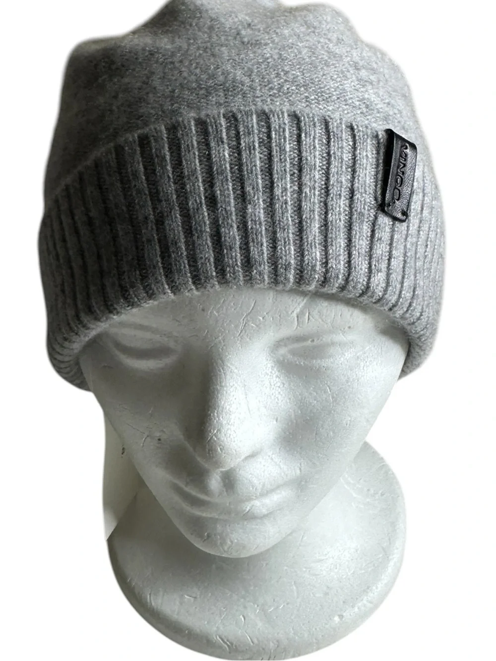 VINCE 100% Cashmere Brushed Rib Knit Cuff  Beanie Hat Heather Gray OS NWT Unisex